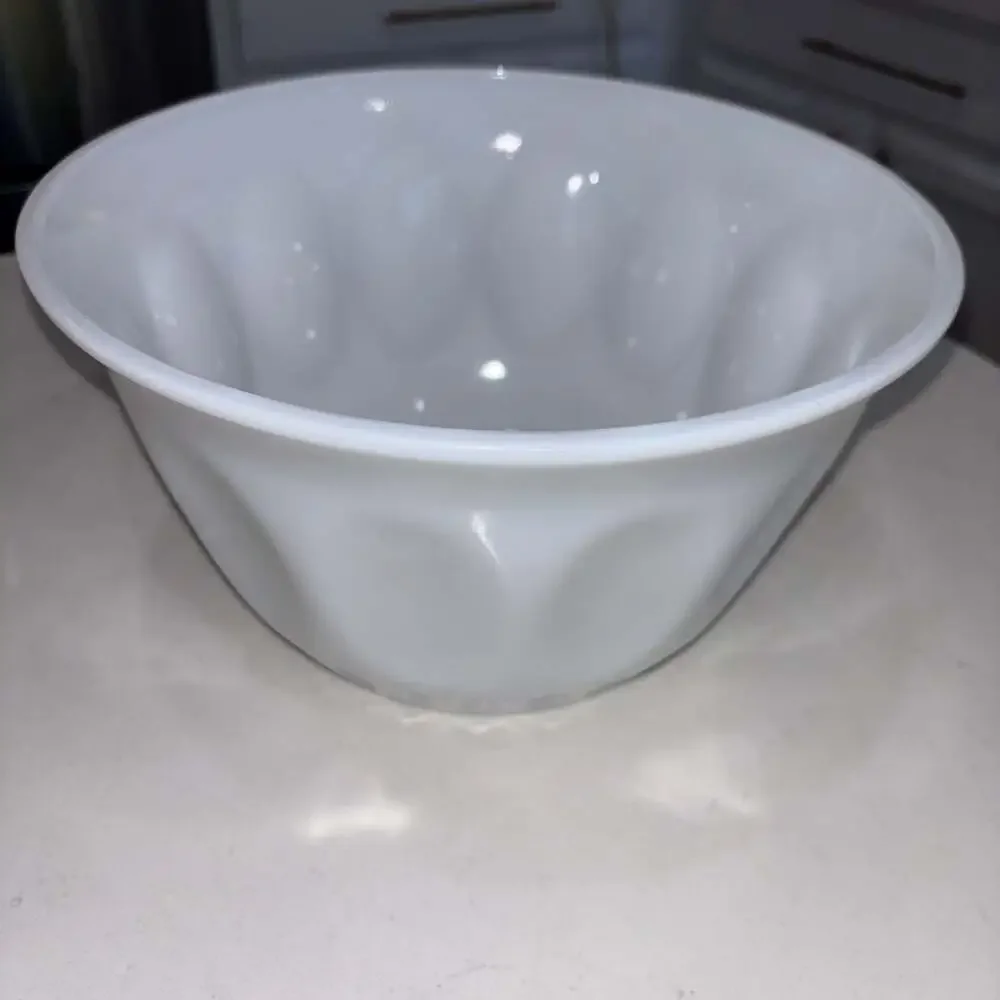 Vintage Hazel Atlas Milk Glass Punch/Mixing Bowl Thumbprint Ovals Pattern